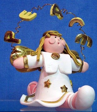 Angel - ballerina split holds letters Peace above