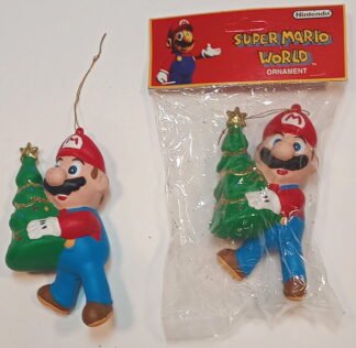 Mario - holding xmas tree, Arcade Characters, Kurt Adler, figure - plastic, 4.5 inches