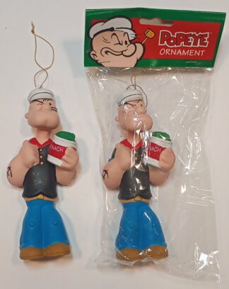 Popeye - stands holding spinach can, Popeye, Kurt Adler, figure as ornament, plastic, 5 inches