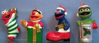 Elmo - sits in stocking looking up